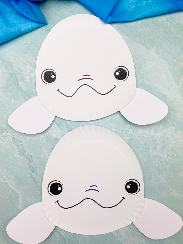 2 paper plate beluga whale crafts