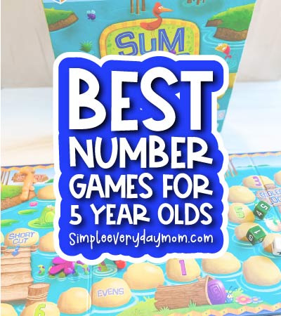 math board game with the words best number games for 5 year olds