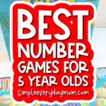 math board game with the words best number games for 5 year olds
