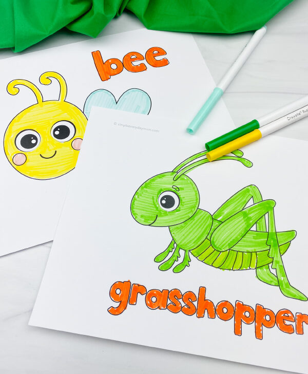 bee and grasshopper coloring pages