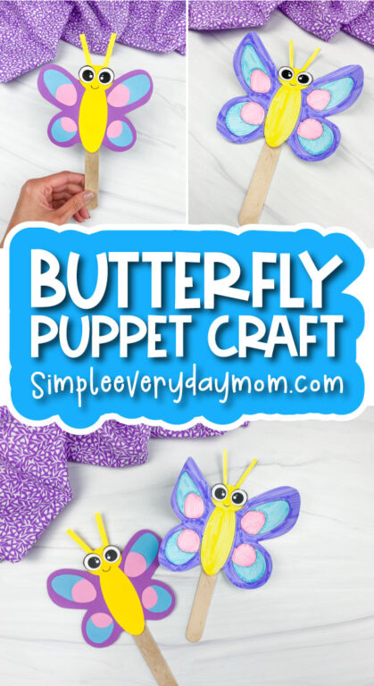 Butterfly Stick Puppet For Kids [Free Template]