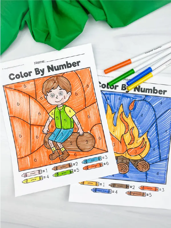camping color by number printables