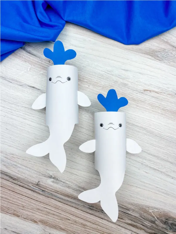 2 toilet paper roll beluga whale crafts