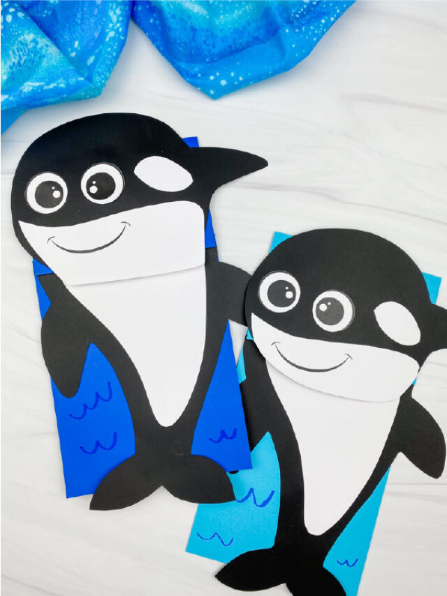 Killer Whale Paper Bag Puppet Craft [Free Template] Story