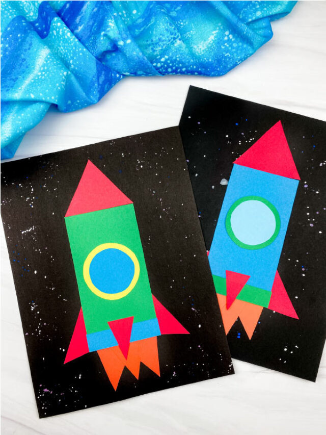 Rocket Made With Shapes Craft [Free Template] Story