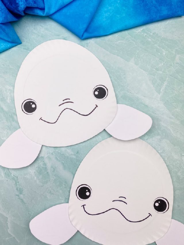 Paper Plate Beluga Whale Craft [Free Template] Story