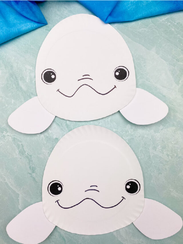 Paper Plate Beluga Whale Craft [Free Template] Story