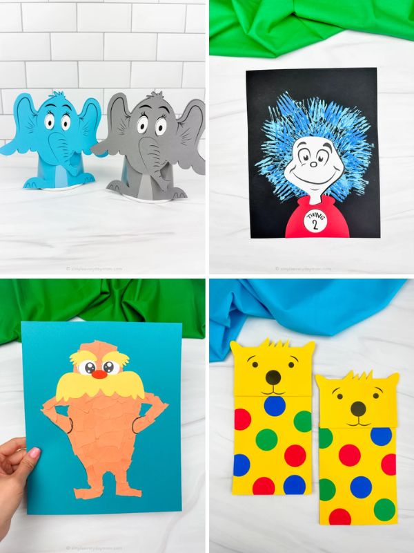 collage of dr. seuss book craft ideas