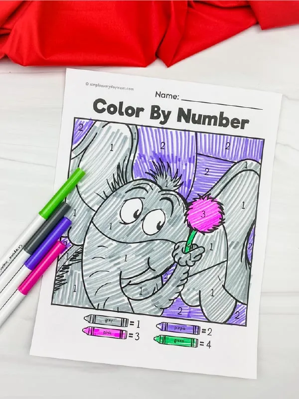 Horton color by number worksheet