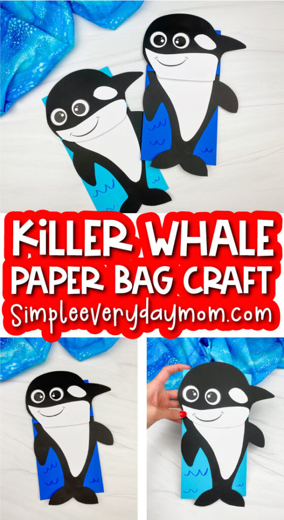 killer whale paper bag craft image collage with the words killer whale paper bag craft