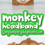 monkey headband craft image collage with the words monkey headband in the middle