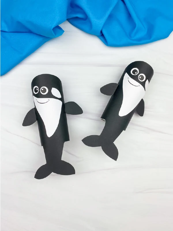 2 killer whale toilet paper roll crafts