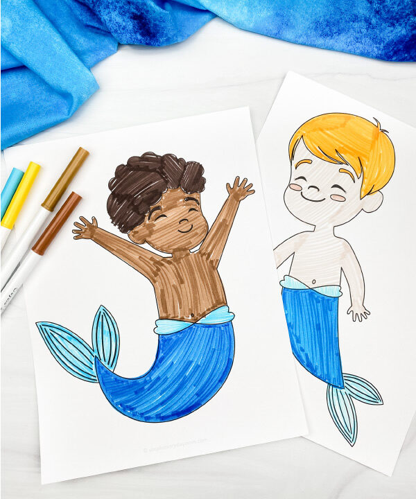 boy mermaid coloring pages