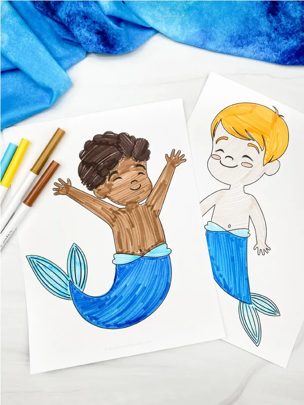 boy mermaid coloring pages