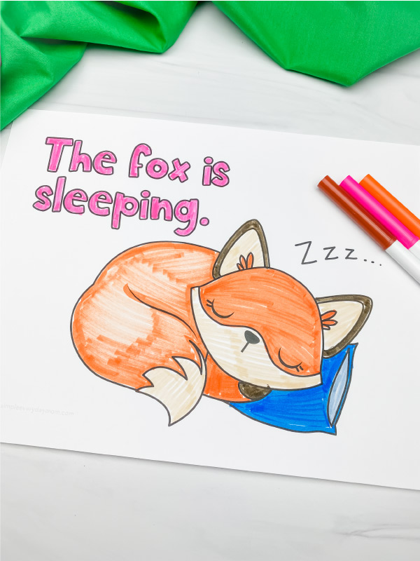 sleeping fox coloring pages