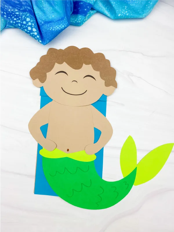 boy mermaid paper bag craft
