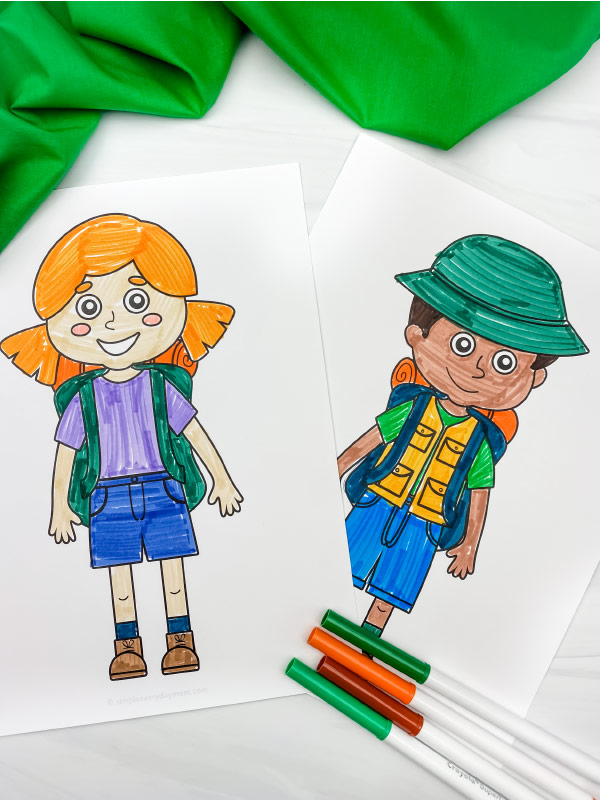 boy and girl camping coloring pages