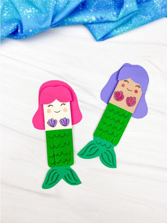 Popsicle Stick Mermaid Craft For Kids [Free Template] Story