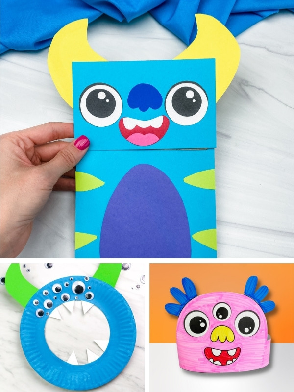 monster crafts for kids image collage