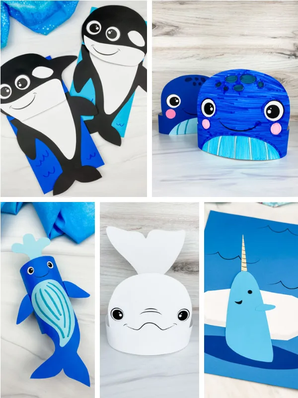whale craft image collage
