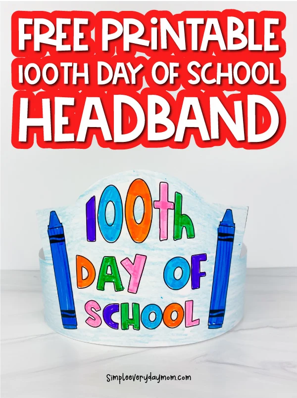 printable 100th day of school headband image collage with the words free printable 100th day of school headband at the top