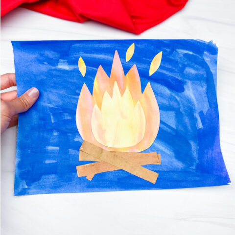 hand holding campfire art project