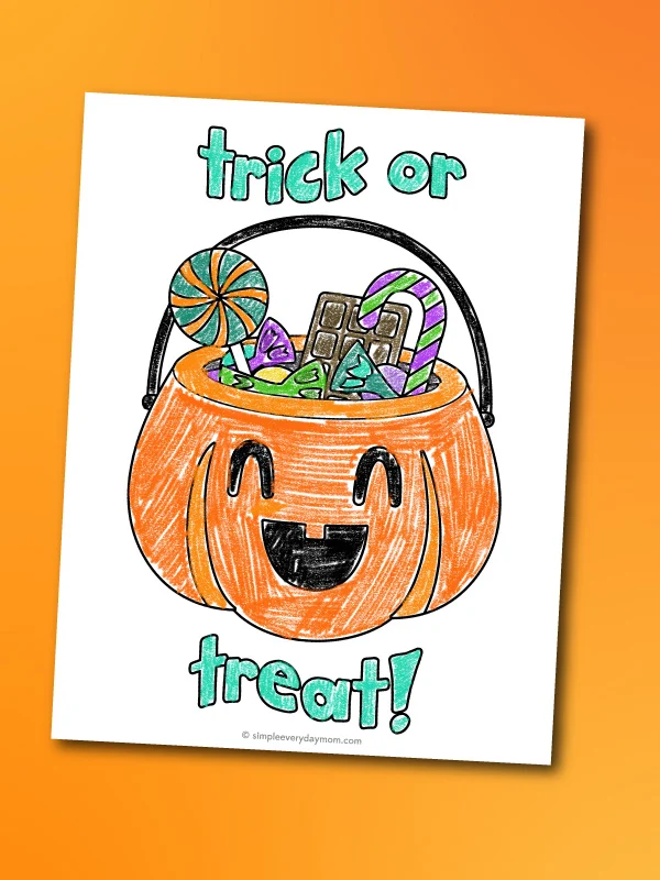 Halloween candy bucket coloring page