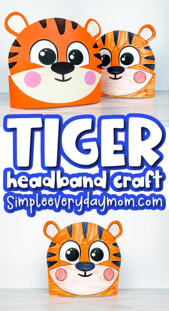 tiger headband craft image collage with the words tiger headband craft in the middle