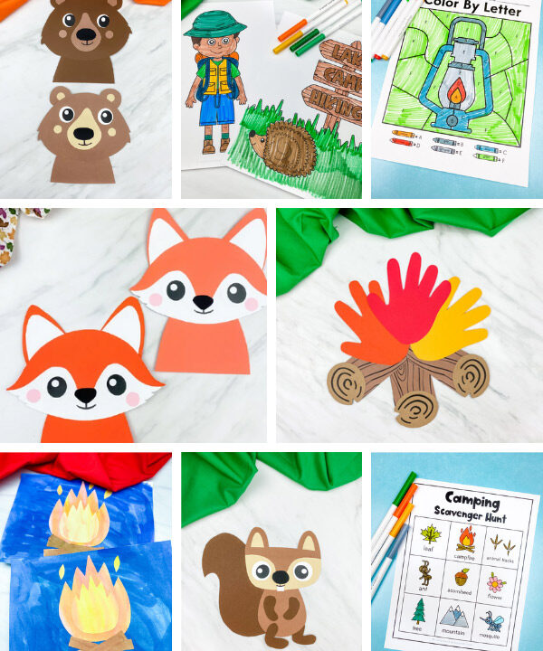 camping activities for kids image collage