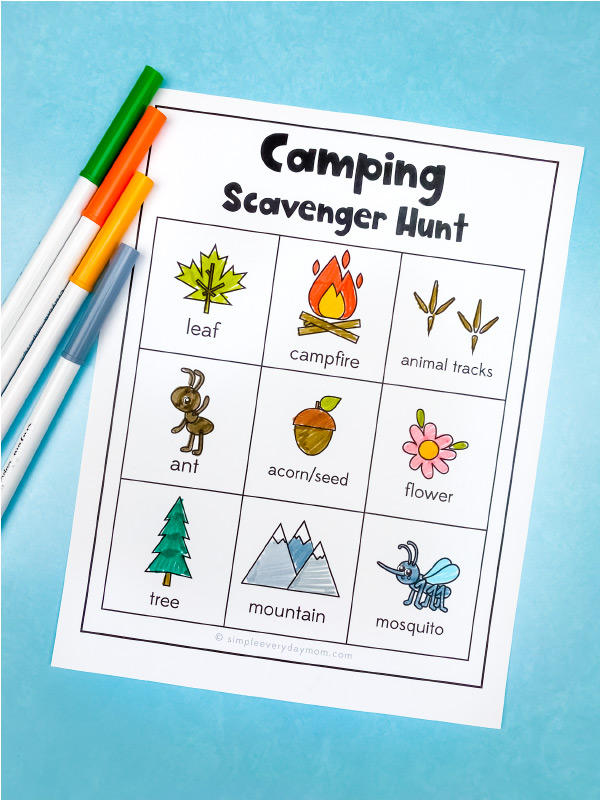 camping scavenger hunt printable