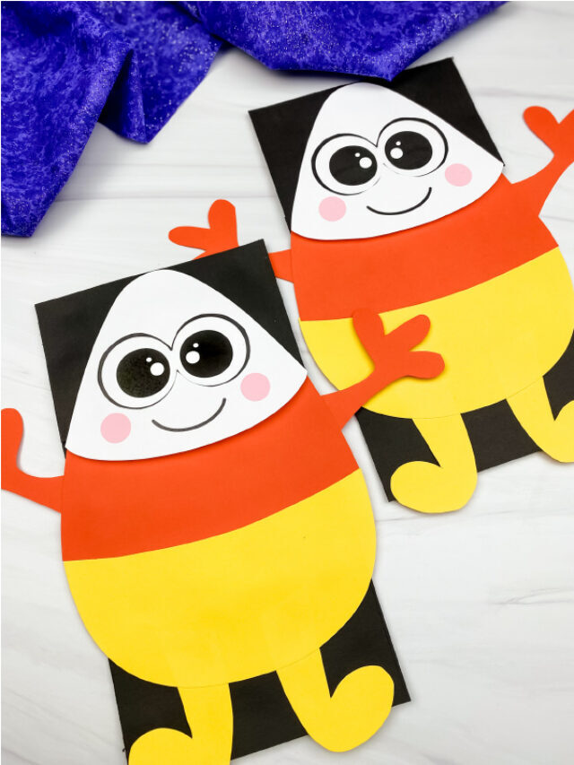 Candy Corn Puppet Craft For Kids [Free Template] Story