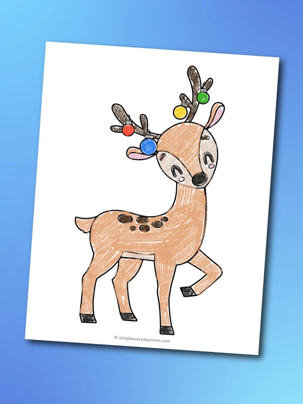 reindeer with ornaments on antlers coloring page
