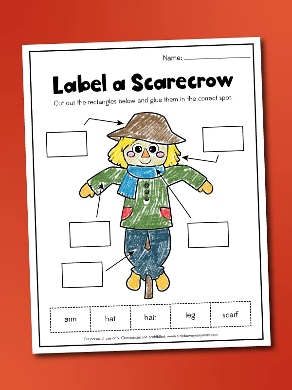 label a scarecrow worksheet