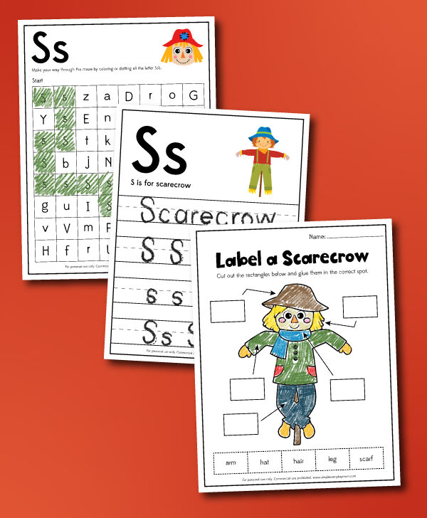 scarecrow worksheet collage