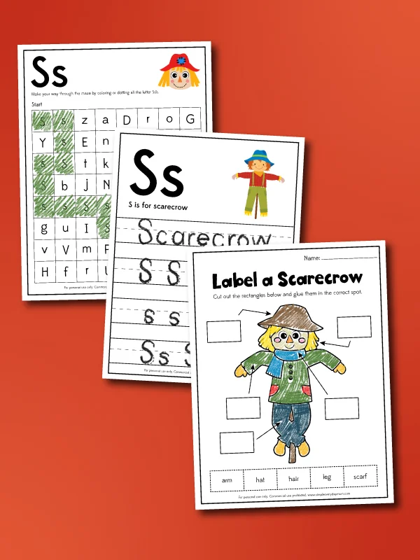 scarecrow worksheet collage