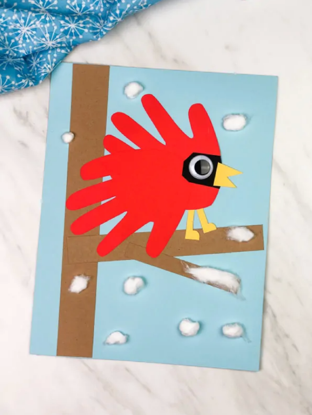A Wintery Cardinal Handprint Craft For Kids Story