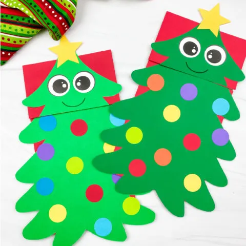 2 christmas tree puppet crafts