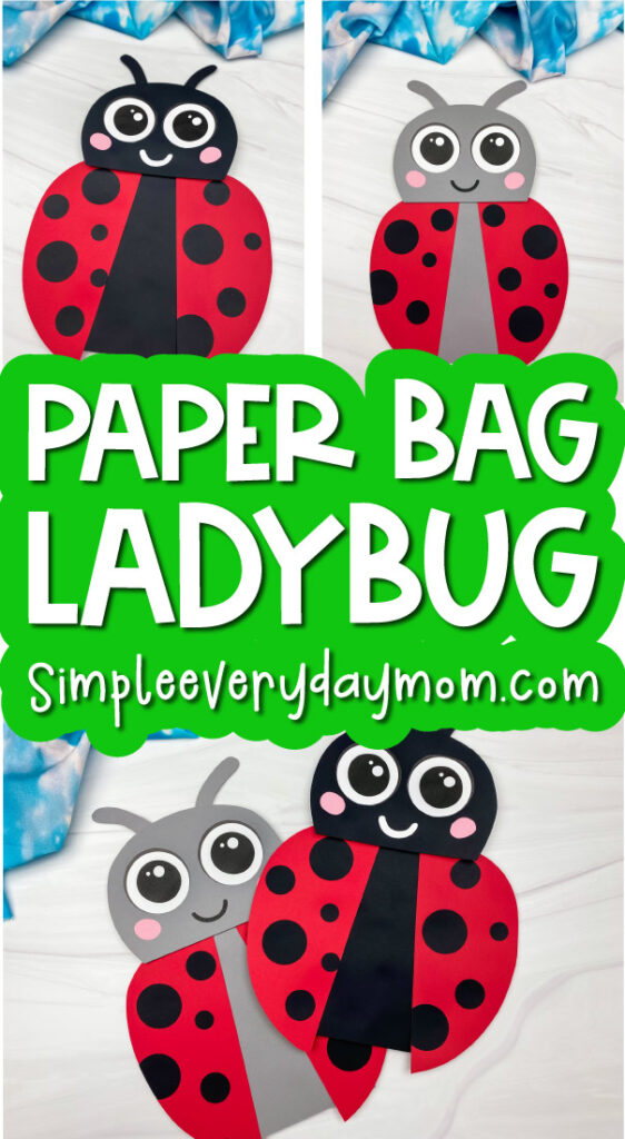 paper bag ladybug craft image collage with the words paper bag ladybug craft 