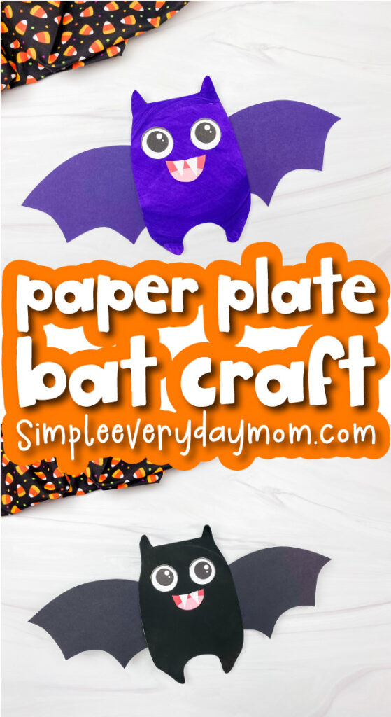 paper plate bat craft image collage with the words paper plate bat craft