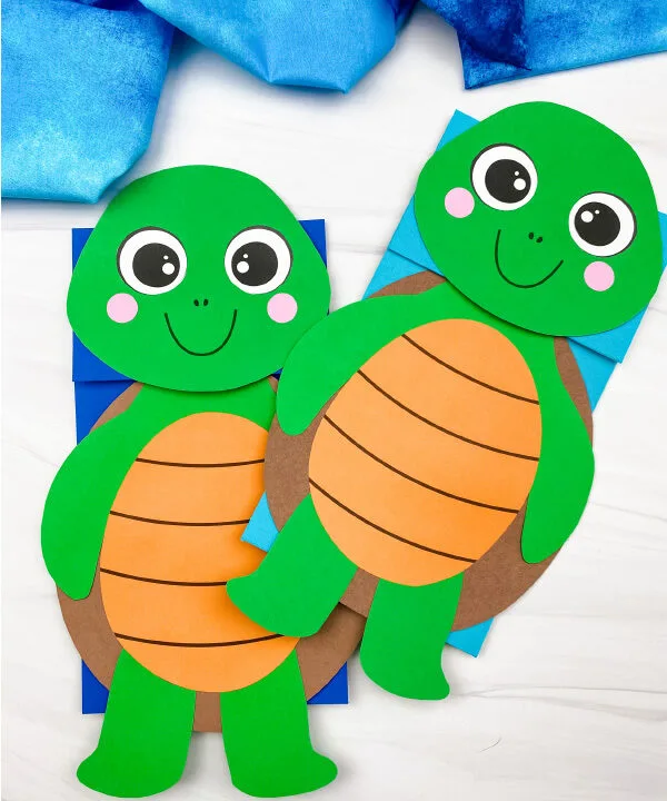2 paper bag turtle crafts