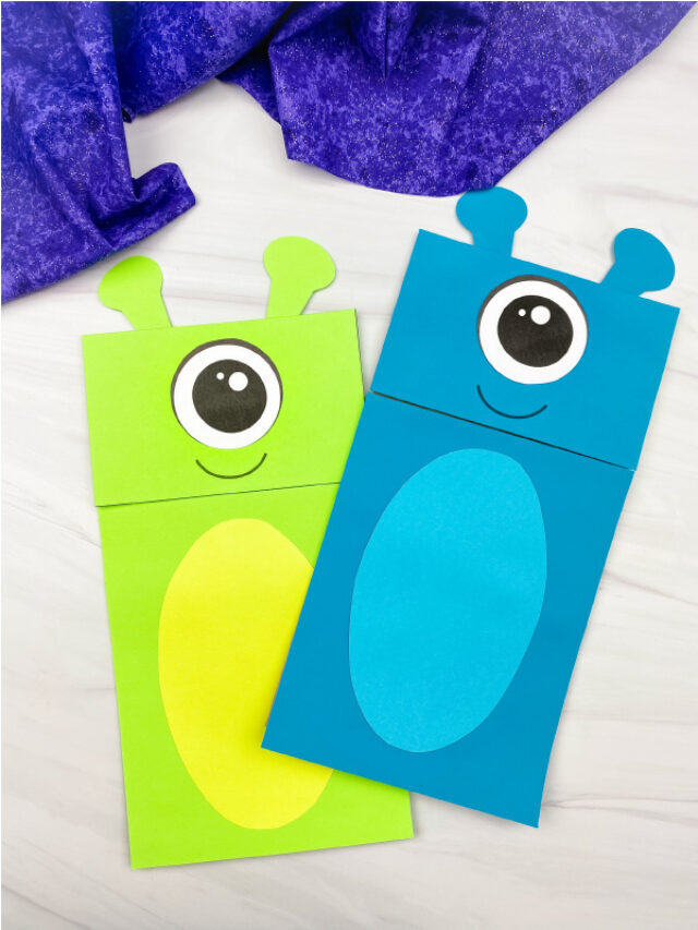 Alien Paper Bag Puppet Craft [FREE Template] Story