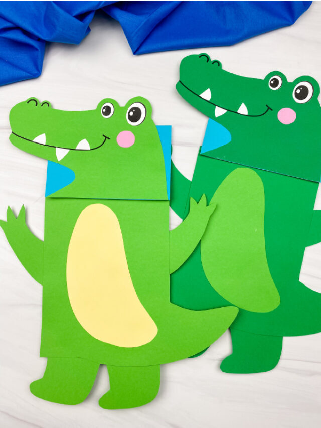 Alligator Paper Bag Puppet Craft [FREE Template] Story