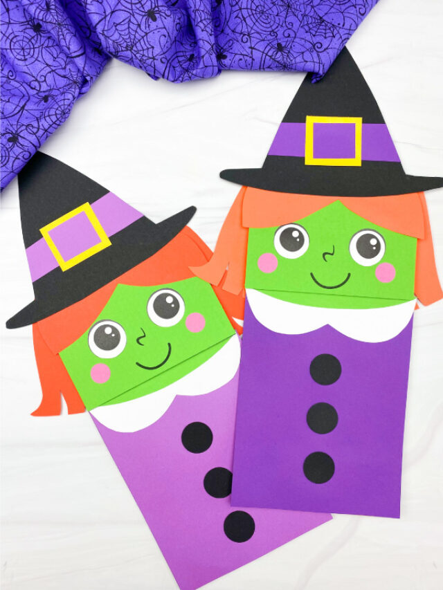 Witch Puppet Craft For Kids [Free Template] Story