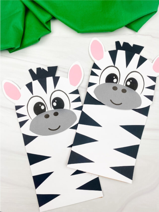 Zebra Paper Bag Puppet Craft For Kids [Free Template] Story
