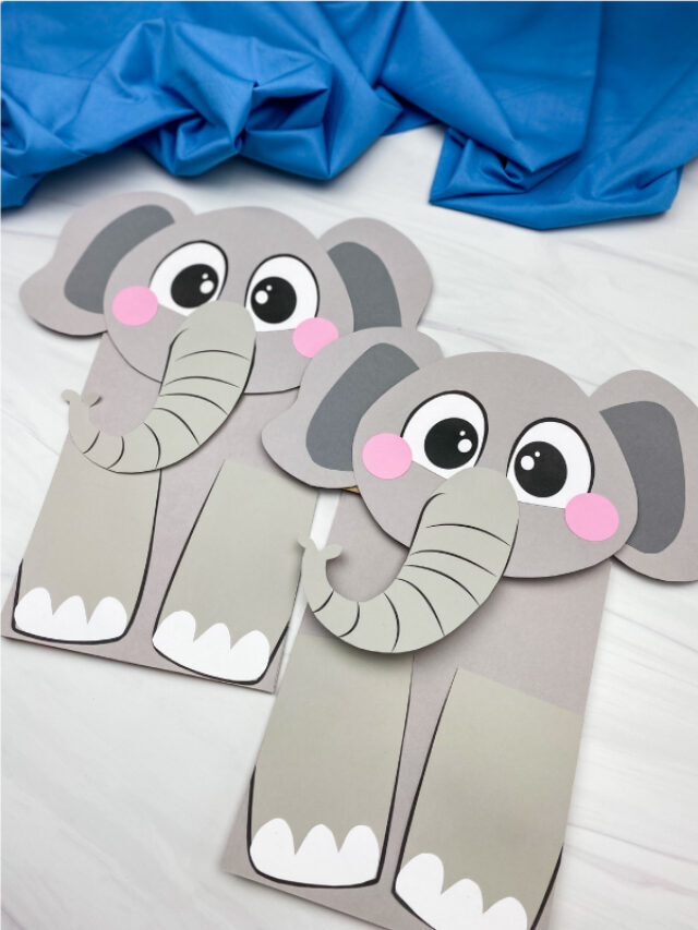 Elephant Paper Bag Puppet Craft [Free Template] Story