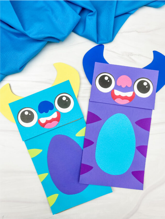 Monster Paper Bag Puppet Craft [Free Template] Story