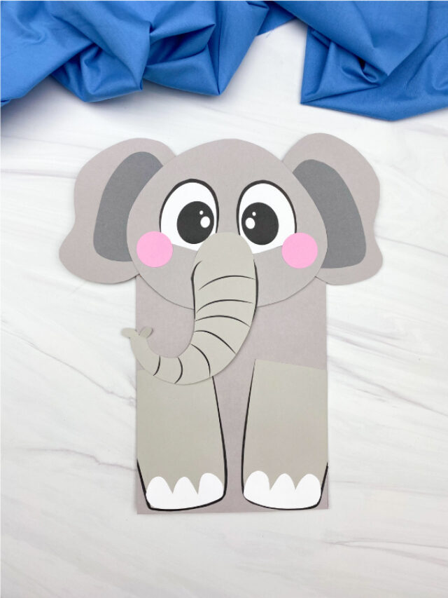 Elephant Paper Bag Puppet Craft [Free Template] Story