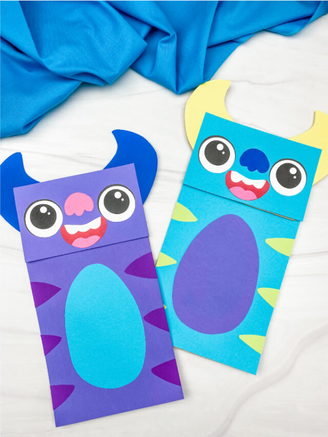 Monster Paper Bag Puppet Craft [Free Template] Story