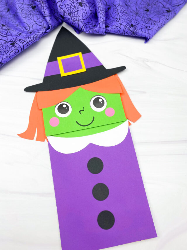 Witch Puppet Craft For Kids [Free Template] Story