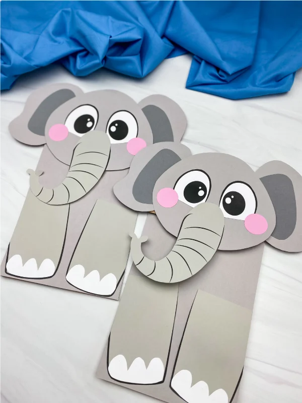 2 paper bag elephant crafts